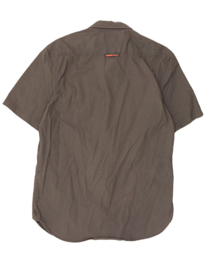 Męska koszula wojskowa Superdry z krótkim rękawem, duża, szara, bawełniana