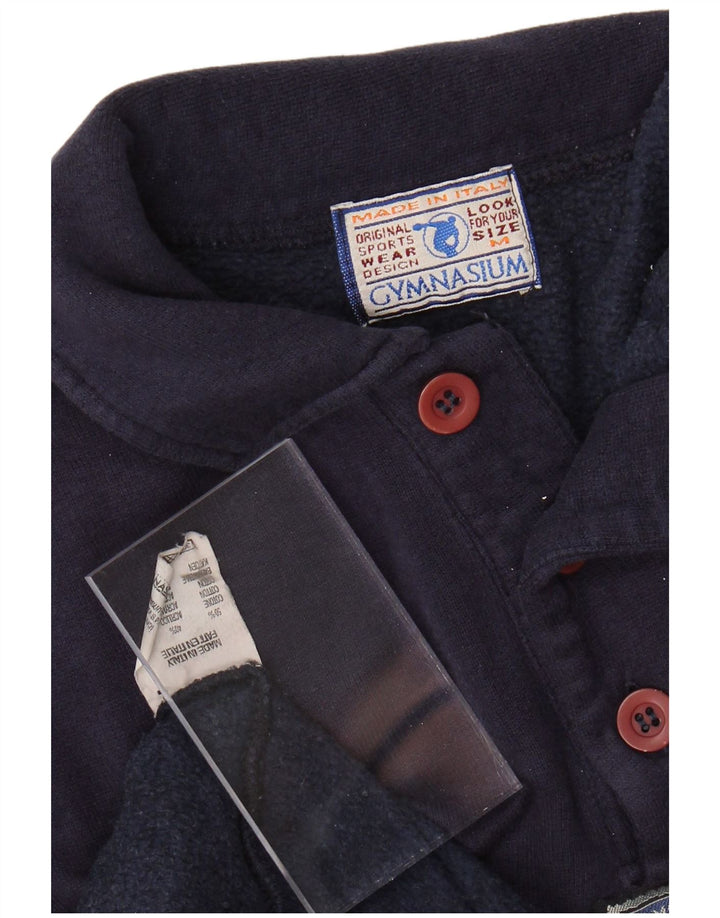 GYMNASIUM Męska bluza polo z dekoltem w serek, średnia, granatowa, bawełniana