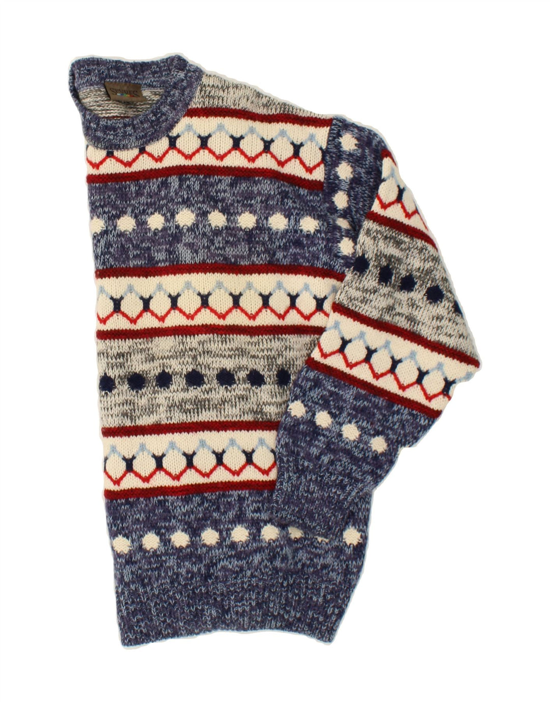 Męski sweter z okrągłym dekoltem SEVRES IT 50 Średni niebieski Fair Isle Wool