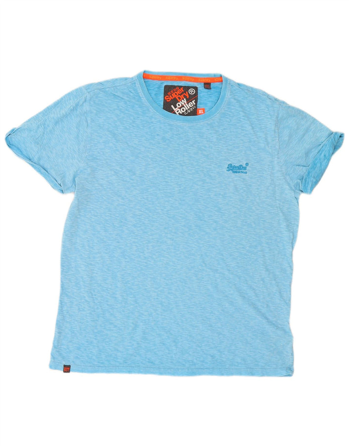 T-shirt męski Superdry, bawełniany top XL w niebieskie plamki