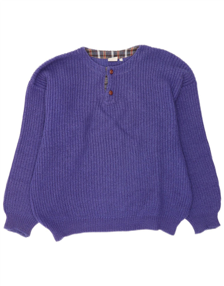 Męski sweter oversize Piu Verona z okrągłym dekoltem IT 50, średni fiolet