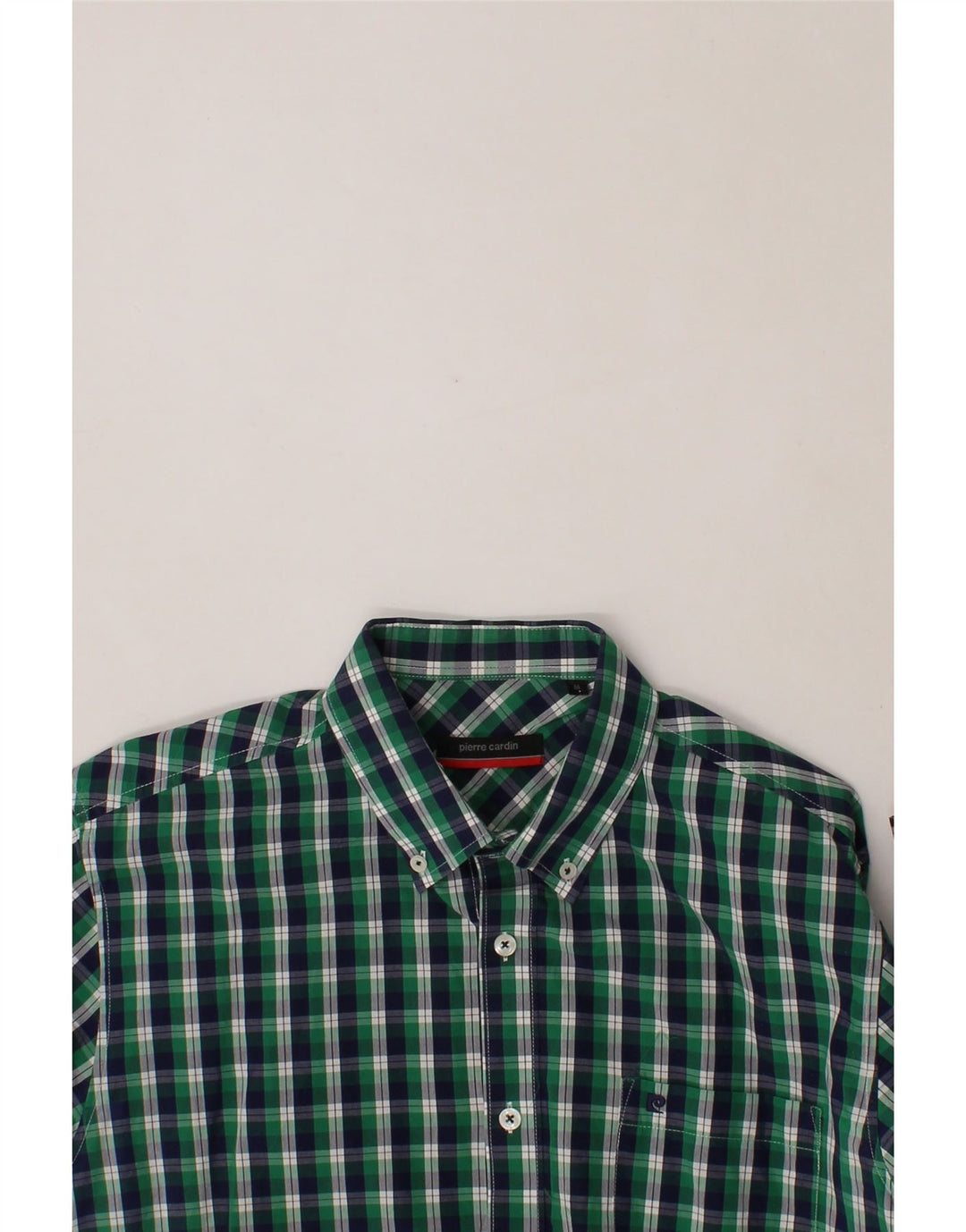 PIERRE CARDIN Mens Shirt Medium Green Check Cotton Vintage Pierre Cardin and Second-Hand Pierre Cardin from Messina Hembry 