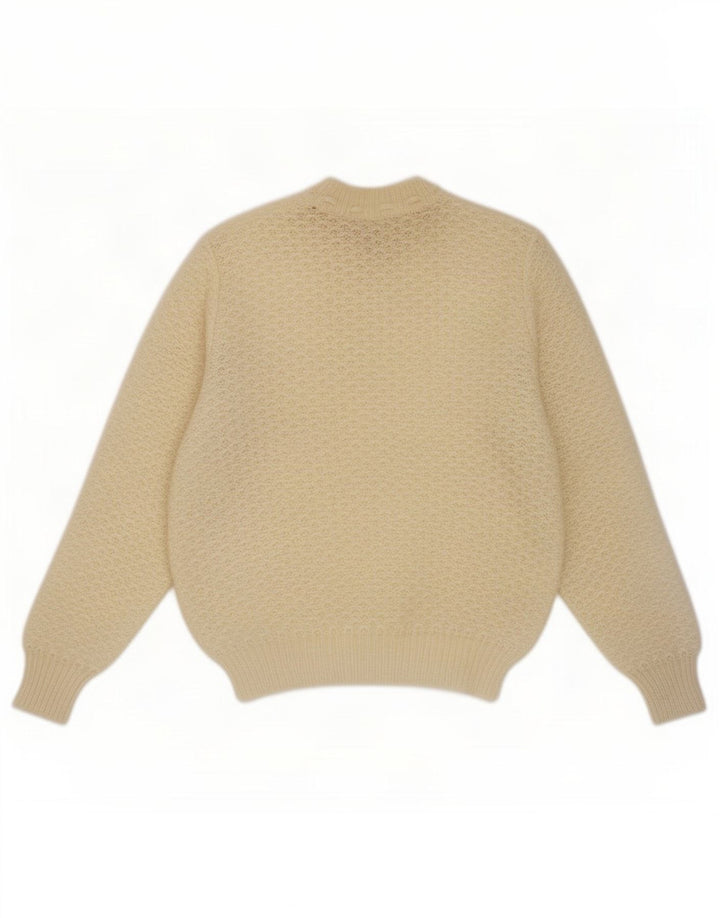 Sweter damski z okrągłym dekoltem w stylu vintage, UK 14, średni beż
