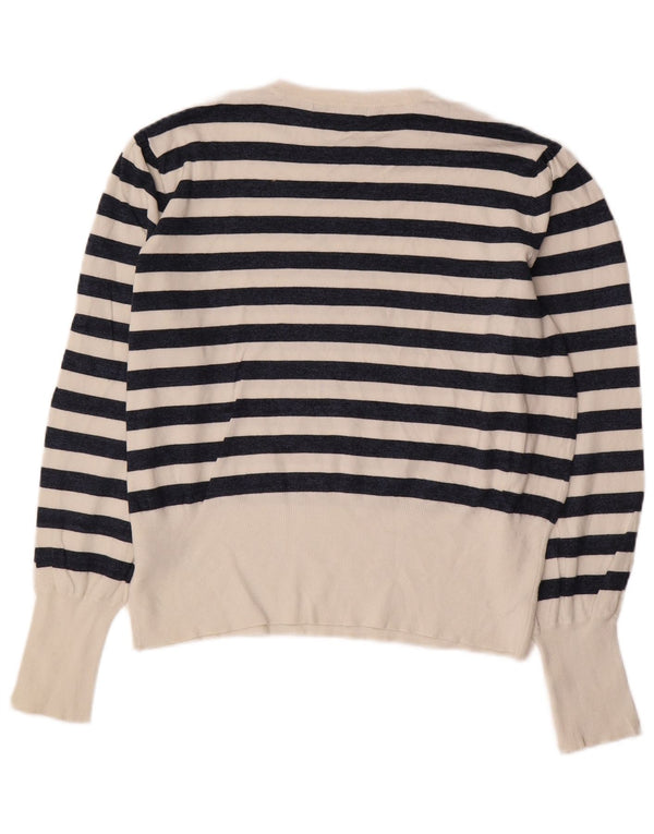 Marks & Spencer Womens Crew Neck Jumper Sweater UK 16 Large Black Striped