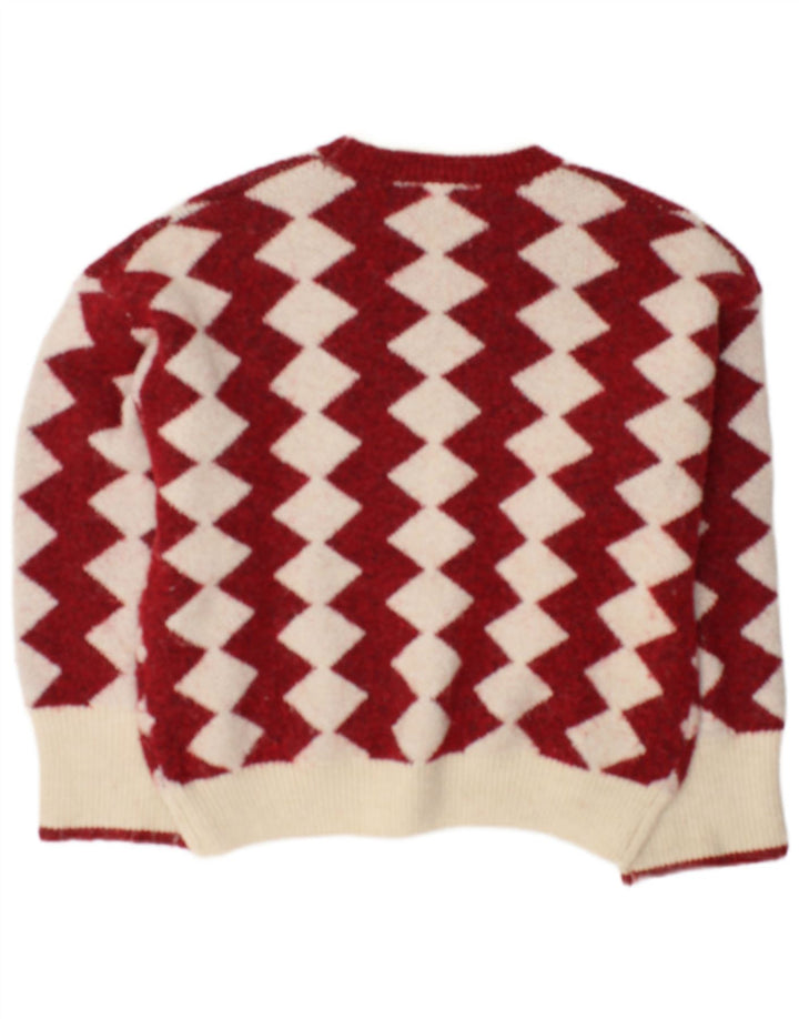 Damski sweter oversize Oasis z okrągłym dekoltem UK 10, mały, czerwony, geometryczny