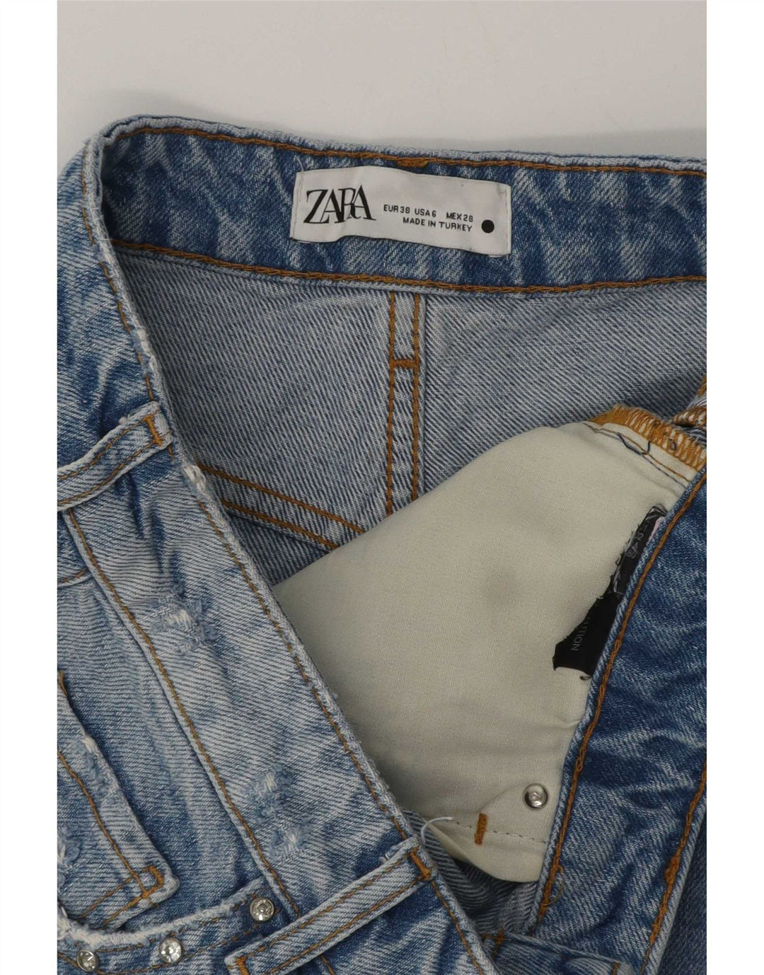 Damskie spodenki jeansowe Zara EU 38 Small W28 Niebieskie