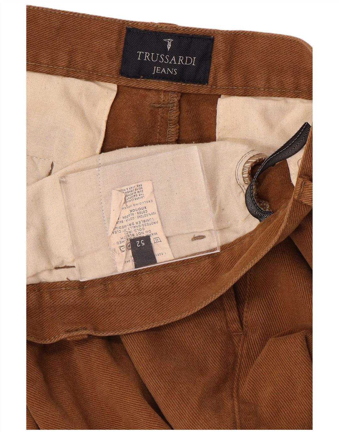 Męskie proste spodnie chino TRUSSARDI IT 52 XL W34 L31 Brązowa bawełna