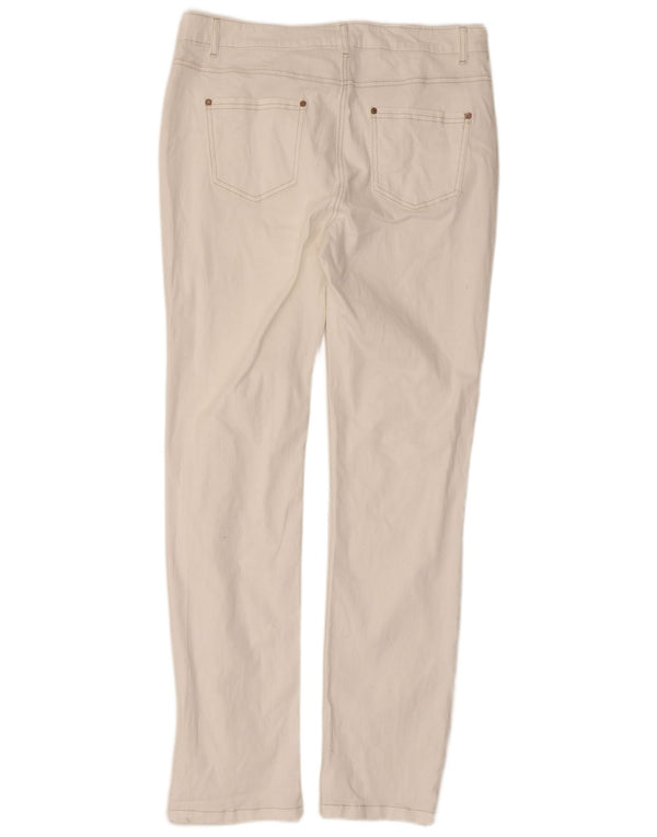 Damskie spodnie typu slim casual M&Co UK 12 Medium W32 L30 Biała bawełna