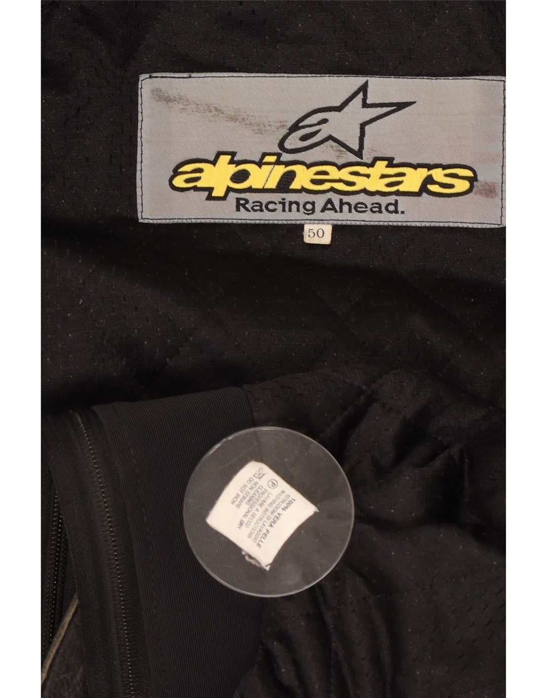 Męska skórzana kurtka wyścigowa Alpinestars Graphic EU 50, średnia czarna skóra