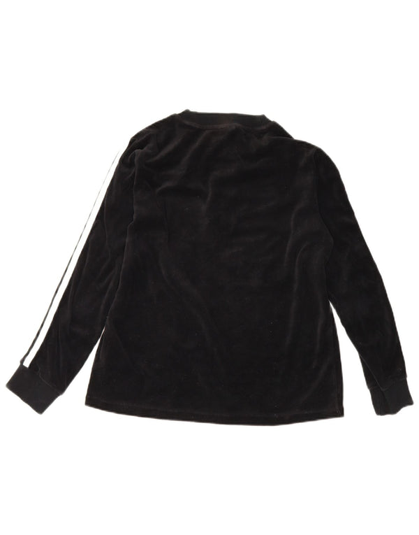 Adidas Damska Velvet Graphic Top z długim rękawem UK 12 Średnia czarna bawełna