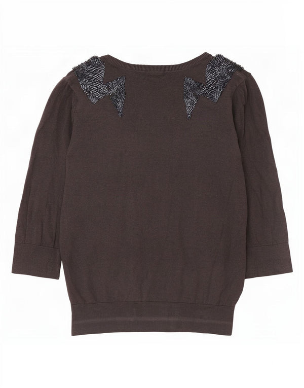 Damski sweter rozpinany z rękawem 3/4 Topshop UK 14, duży, szary, bawełniany