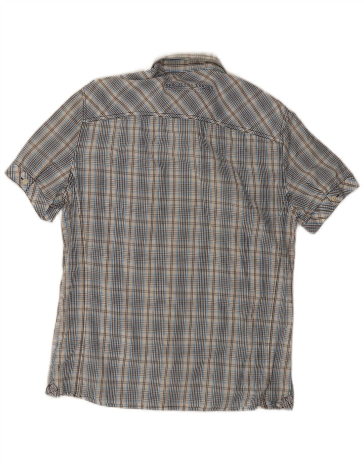 Męska koszula z krótkim rękawem PEPE Jeans Slim Fit, bawełniana w średnią niebieską kratkę