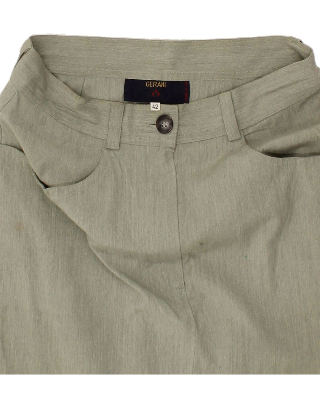GERANI Womens Midi Skirt IT 42 Medium W26 Grey Cotton Vintage Gerani and Second-Hand Gerani from Messina Hembry 