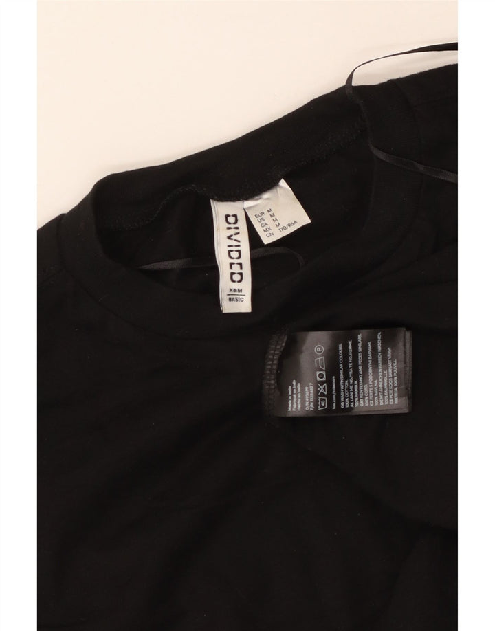 Damski T-shirt H&M Crop Top UK 14, średni czarny, bawełniany