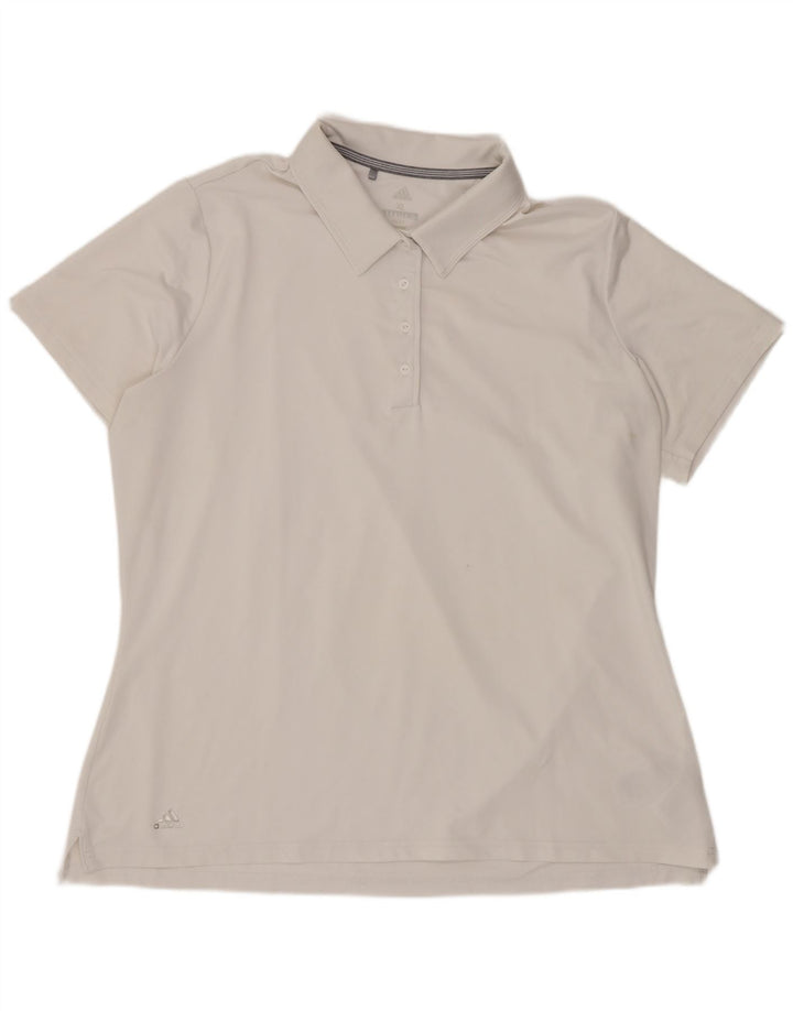 Damska koszulka polo Adidas UK 18 XL, biała, poliestrowa