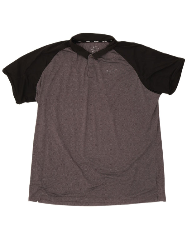 Męska koszulka polo Nike Dri Fit 2XL Szary poliester z blokami kolorów