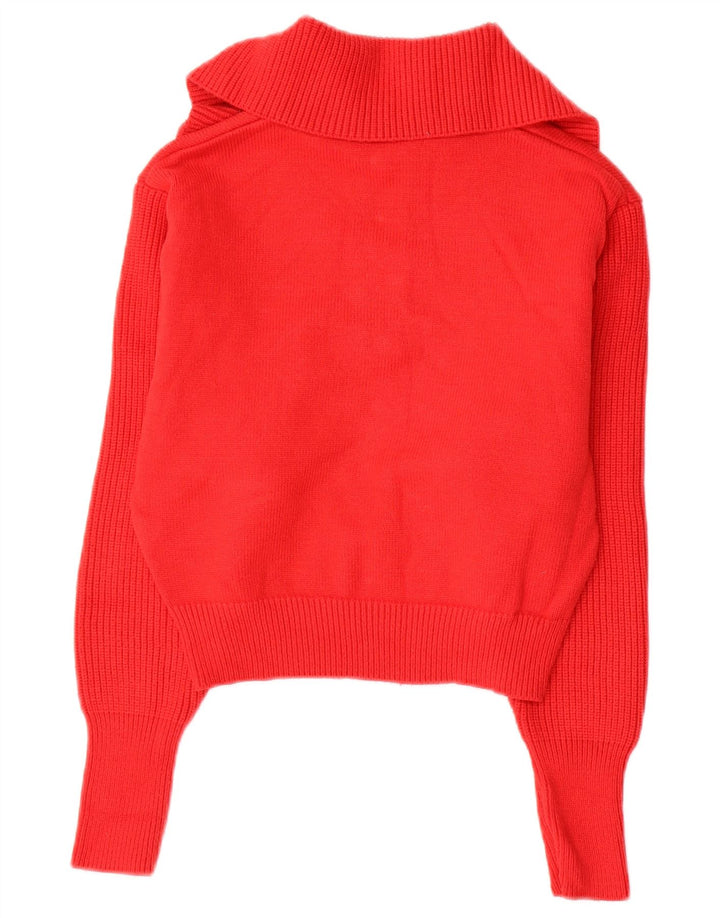 Damski sweter ZARA z krótkim rękawem i zamkiem błyskawicznym UK 14, średni czerwony, wiskoza