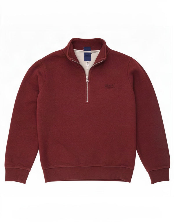 Męski sweter z zamkiem błyskawicznym Superdry XL, bordowy, bawełniany