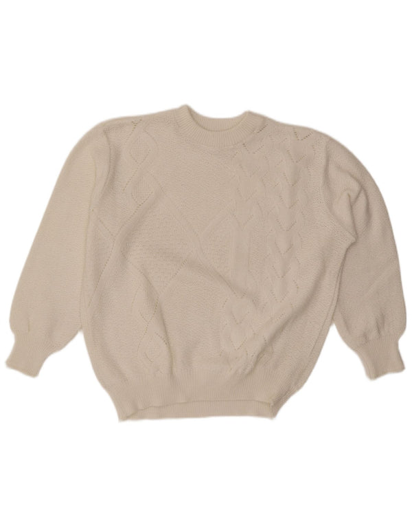 Sweter damski w stylu vintage z okrągłym dekoltem UK 18 XL, biały