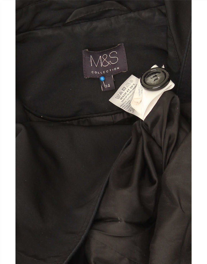 Marks & Spencer Damski trencz UK 14, duży, czarny, poliester