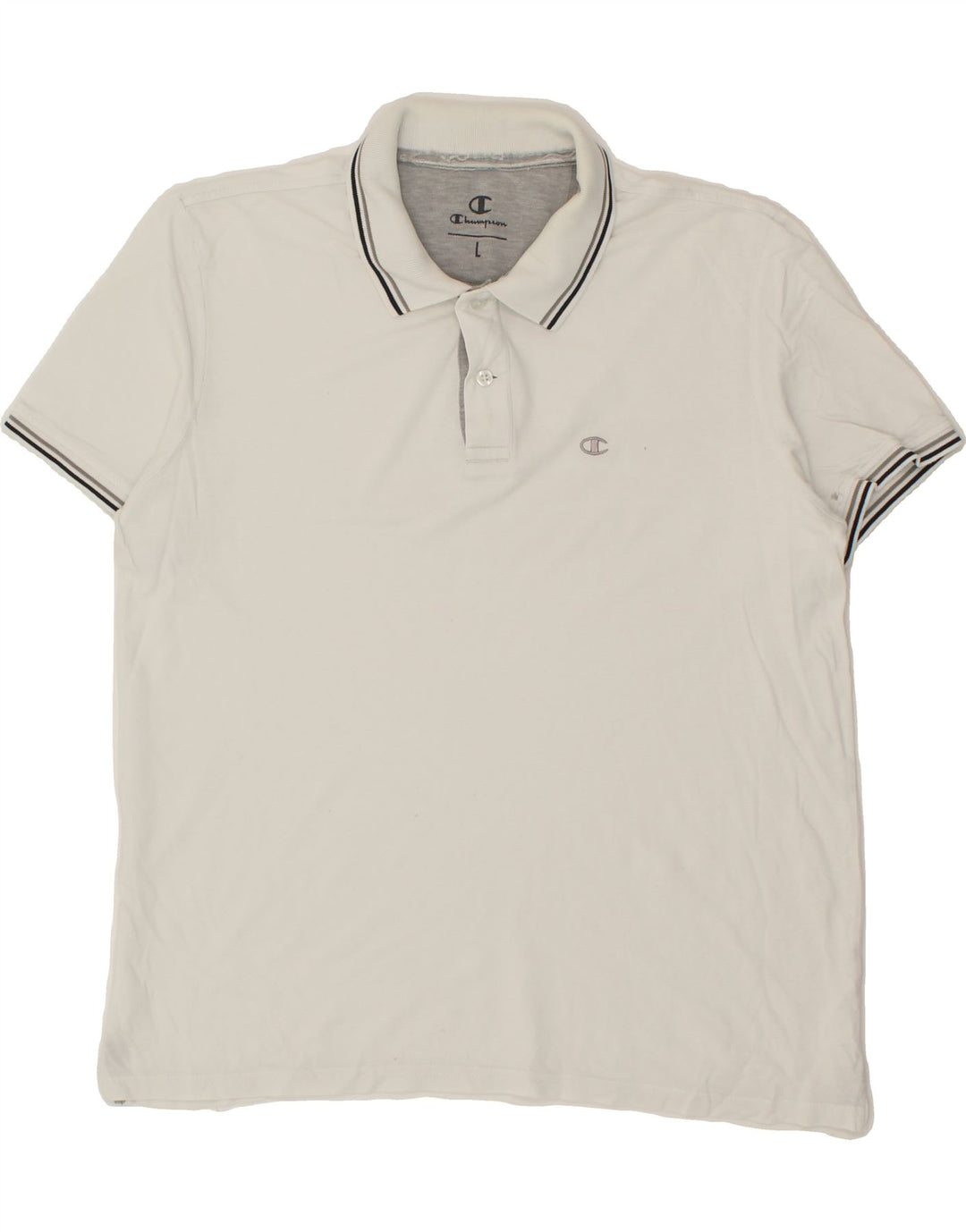CHAMPION Mens Polo Shirt Large White Vintage Champion and Second-Hand Champion from Messina Hembry 