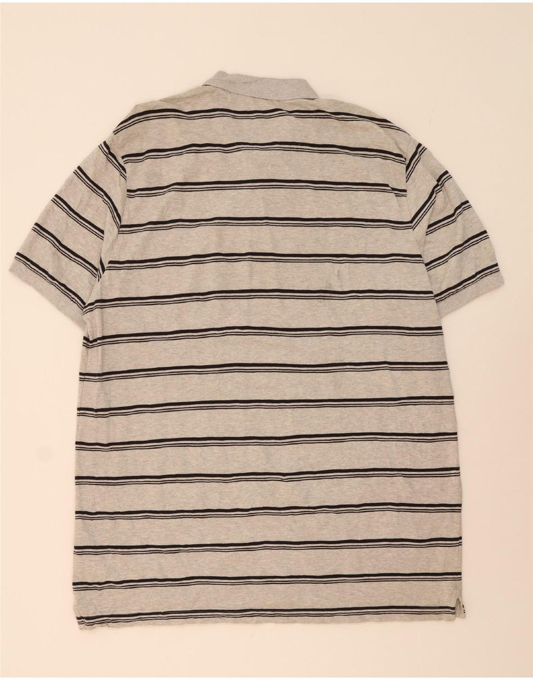 CHAPS Mens Polo Shirt XL Grey Striped Cotton Vintage Chaps and Second-Hand Chaps from Messina Hembry 