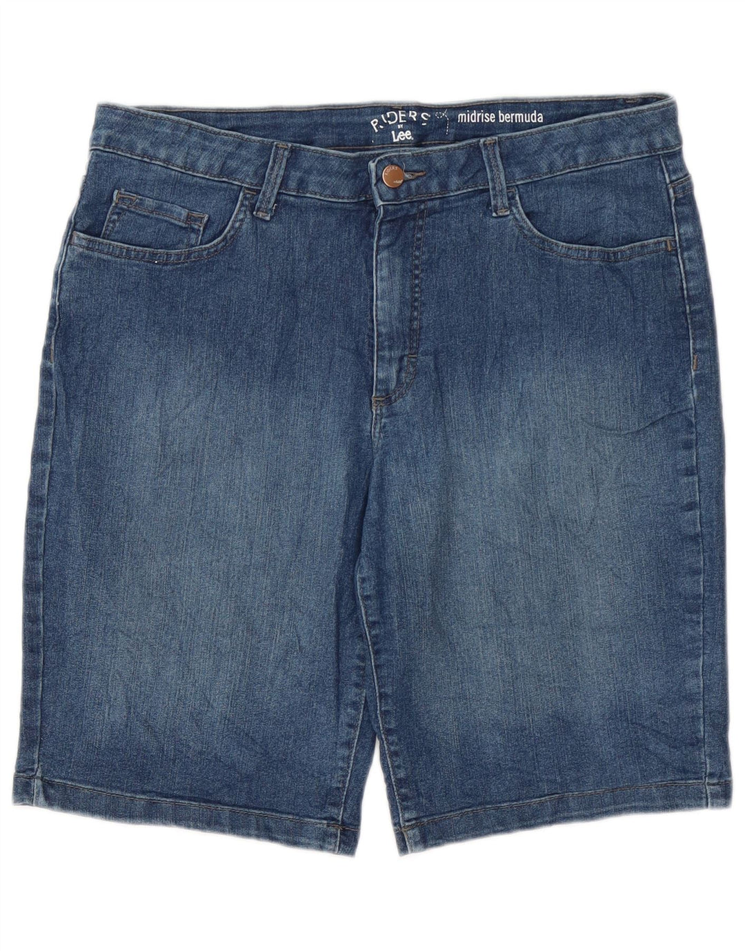 Damskie spodenki jeansowe Lee Riders Mid Rise Bermuda W34, duże niebieskie