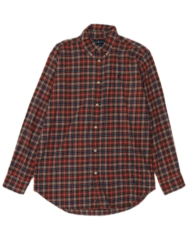 Ralph Lauren Chłopięca koszula flanelowa 15-16 lat XL, bawełniana w czerwoną kratę