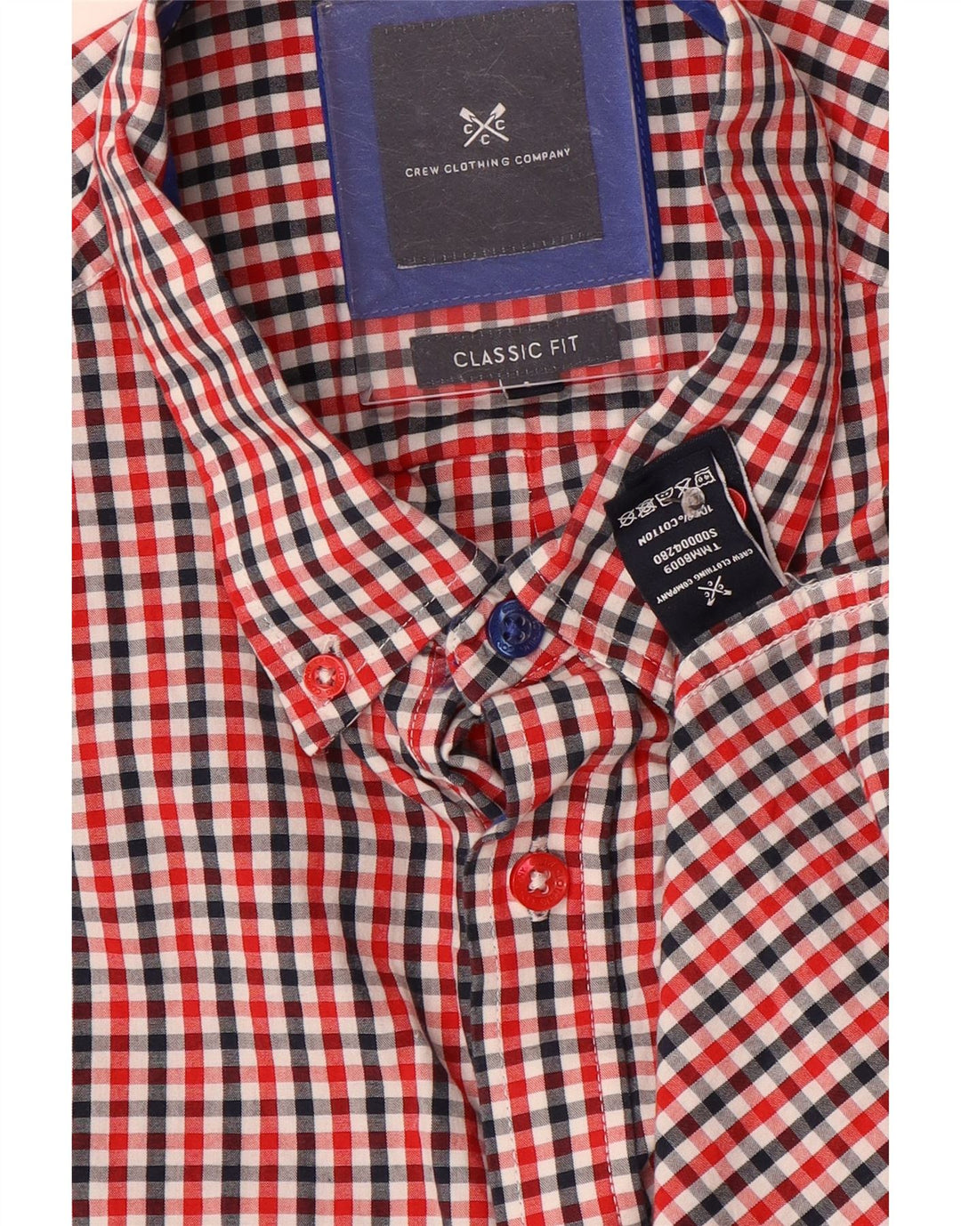 Crew Clothing Męska koszula o klasycznym kroju, duża, czerwona bawełniana kratka