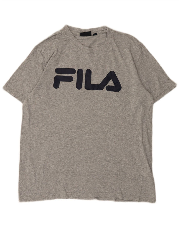Męski T-shirt Fila z grafiką, średnioszary, bawełniany w cętki