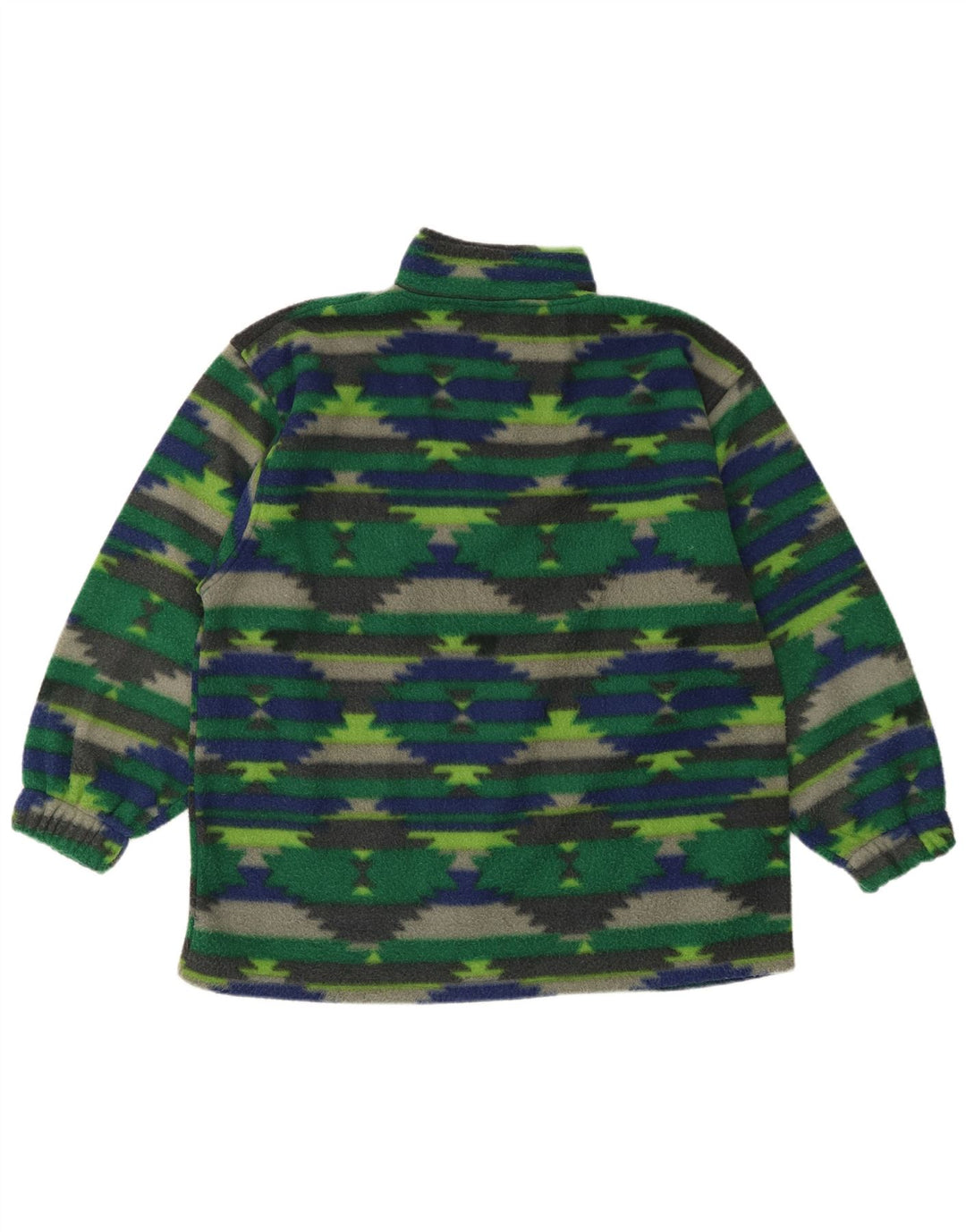 Męski sweter polarowy z zamkiem błyskawicznym w stylu vintage, duży, zielony, geometryczny poliester