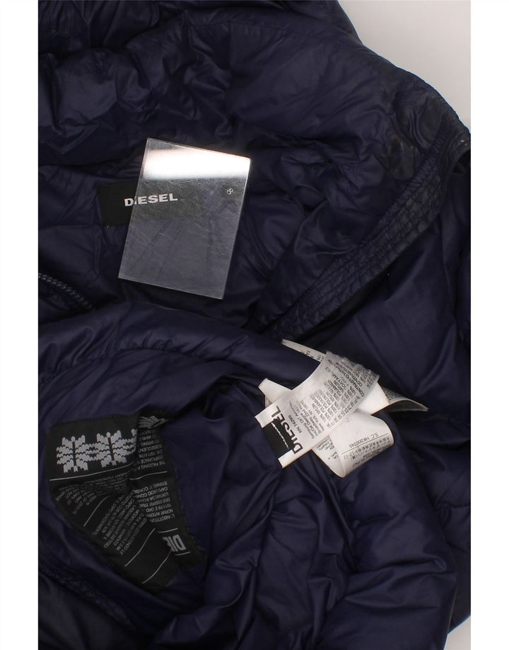 DIESEL Boys Hooded Padded Jacket 7-8 Years Navy Blue Nylon Vintage Diesel and Second-Hand Diesel from Messina Hembry 