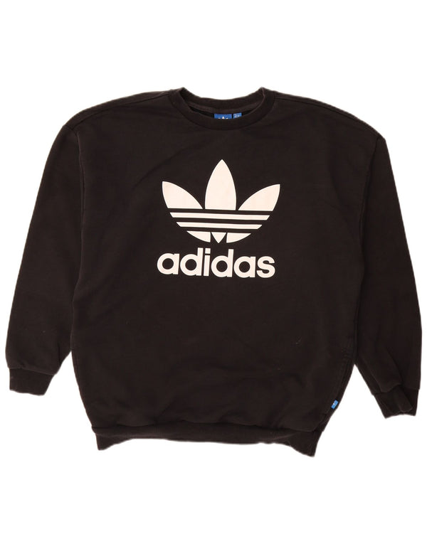 Damska bluza z grafiką ADIDAS, UK 14, duża, czarna, bawełniana