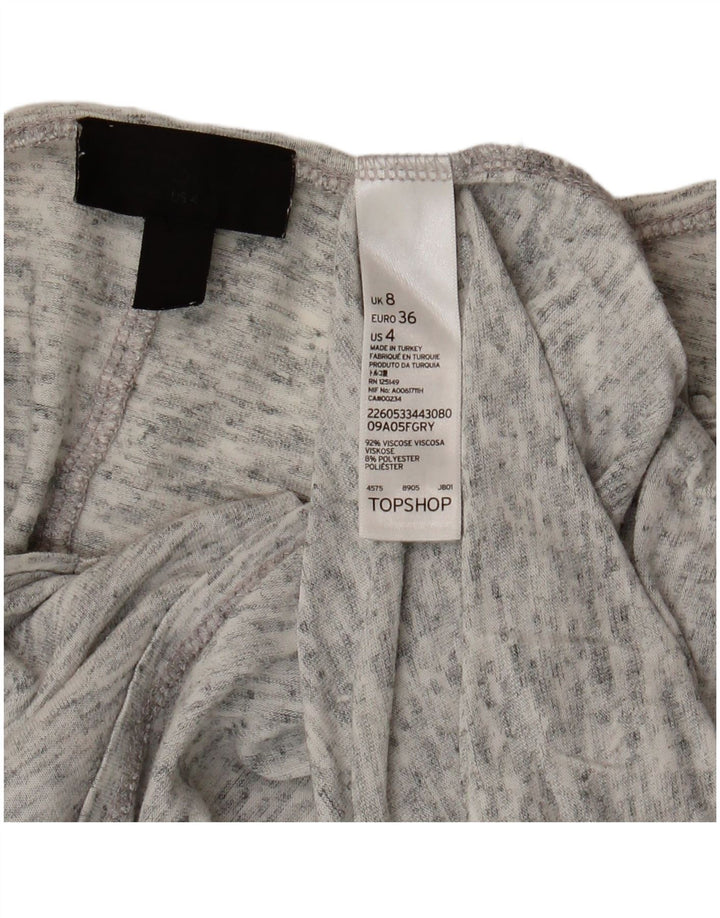 Topshop damski top oversize z rękawem 3/4, UK 8, mała, szara, nakrapiana wiskoza