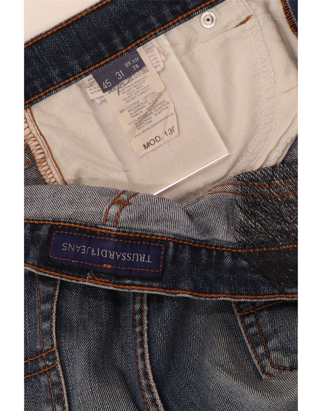 Damskie proste dżinsy Trussardi W29 L29 Niebieskie bawełniane