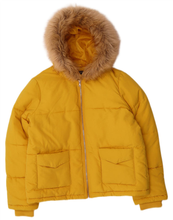Damska kurtka z kapturem, oversize, wyściełana Miss Selfridge UK 10, mała, żółta