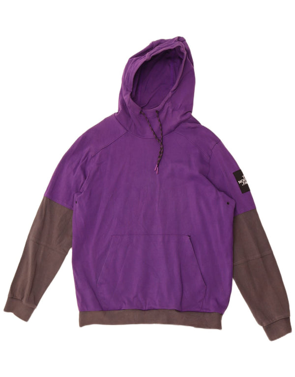 The North Face Mens Graphic Hoodie Jumper Large Purple Colourblock Cotton