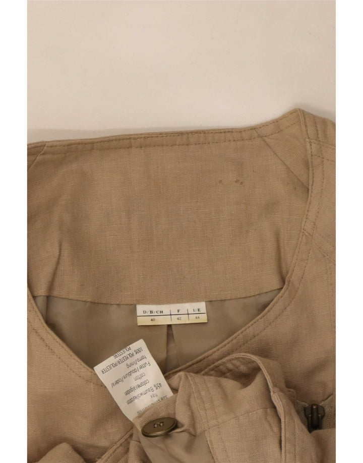 Damska kurtka Bomber Vintage IT 44 Średni Beżowy Lniany Biker