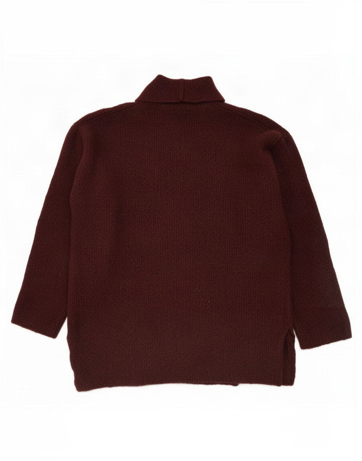 Damski sweter oversize Zara z wywijanym dekoltem UK 14 Średni bordowy wiskoza
