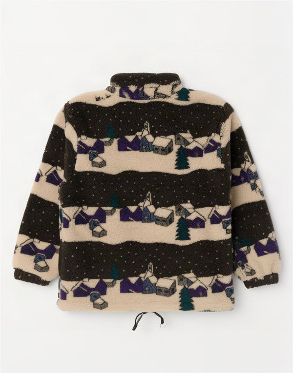Męski sweter w stylu vintage z abstrakcyjnym wzorem i zamkiem błyskawicznym, mały, wielobarwny