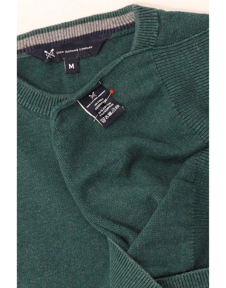 Crew Clothing Męski sweter z dekoltem w kolorze średniej zielonej bawełny