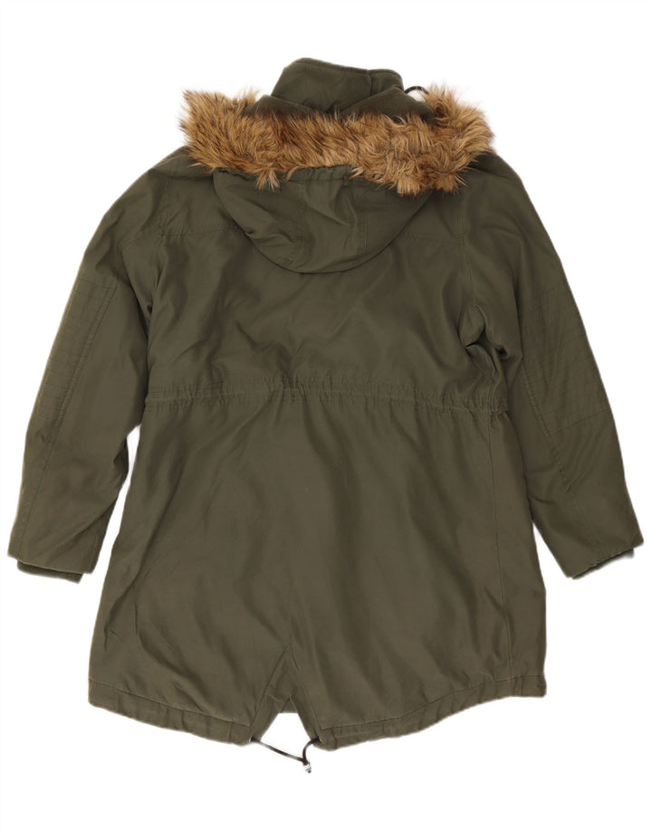 Damska kurtka parka z kapturem Marks & Spencer UK 16, duża, khaki, poliester