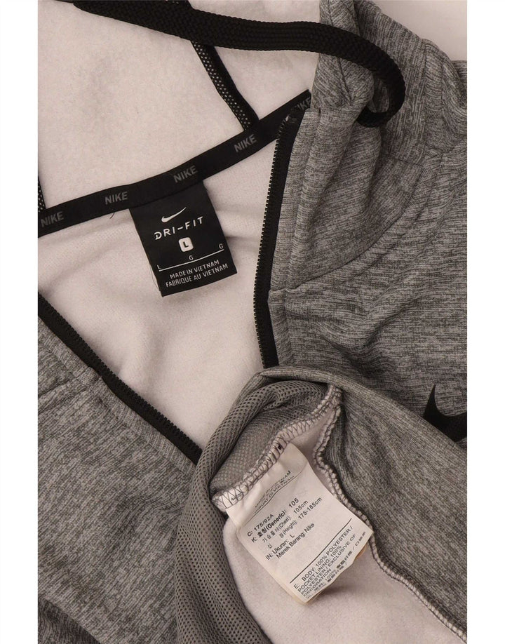 Męski sweter z kapturem i zamkiem błyskawicznym Nike Dri Fit, duży, szary poliester