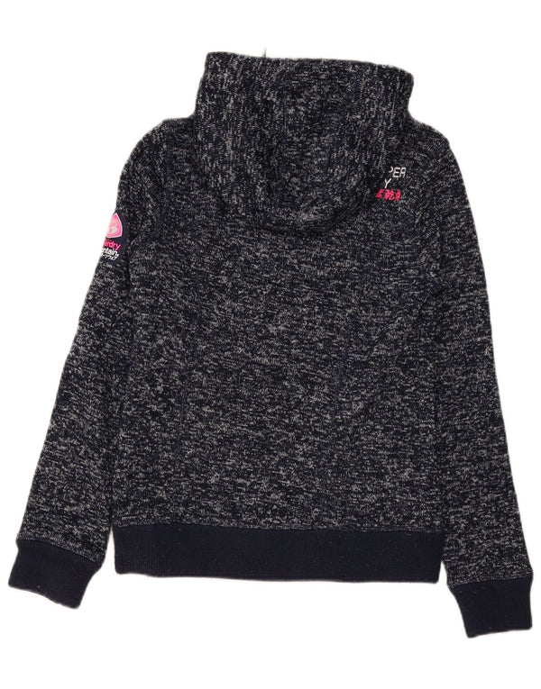 Damski sweter z kapturem i zamkiem Superdry UK 6 XS Granatowy, nakrapiany poliester