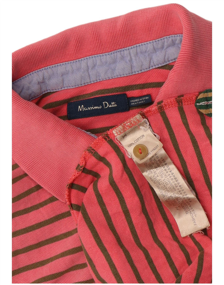 Męska koszulka polo Massimo Dutti, bawełniana w średnie różowe paski