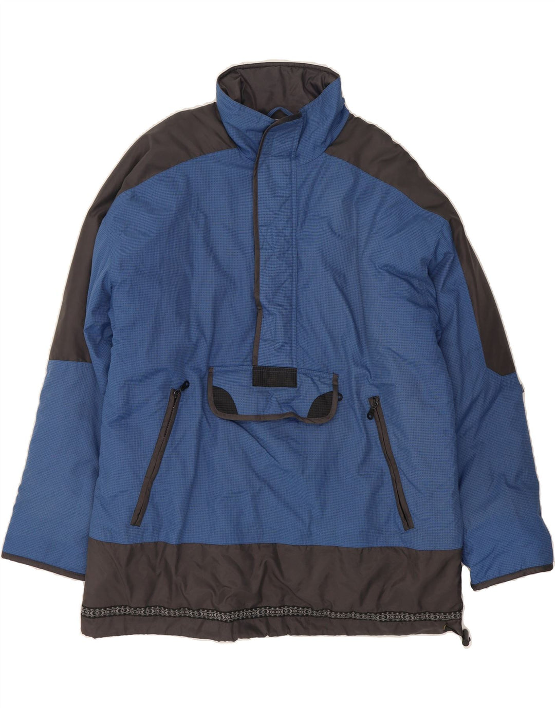 CRANE Mens Graphic Anorak Jacket UK 42 XL Blue Colourblock Polyamide Vintage Crane and Second-Hand Crane from Messina Hembry 
