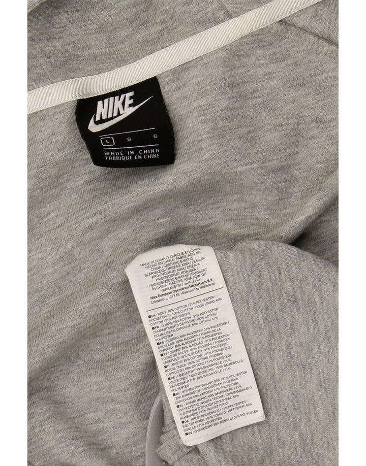 NIKE Womens Oversized Zip Hoodie Sweater UK 16 Large Grey Cotton Vintage Nike and Second-Hand Nike from Messina Hembry 
