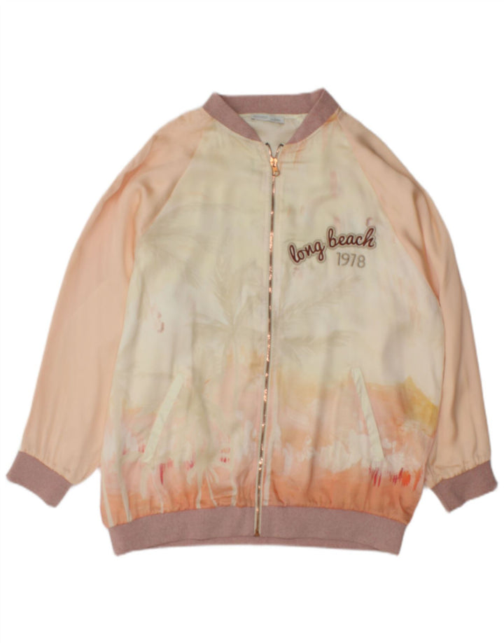 Damska kurtka bomberka z grafiką Zara UK 10, mała, wielobarwna tkanina typu tie-dye