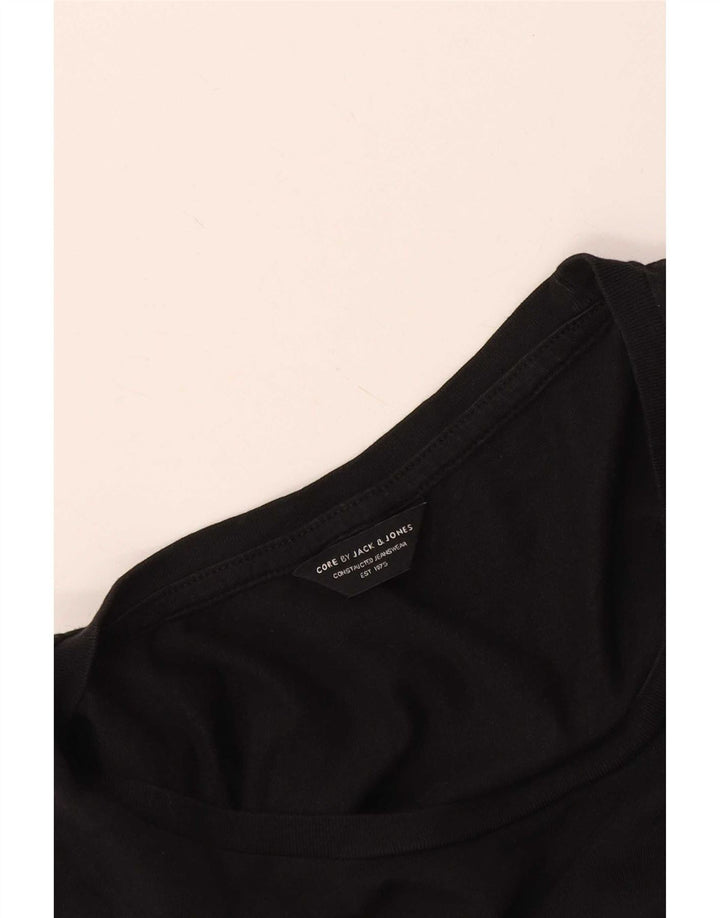 Jack & Jones Mens Graphic T-Shirt Top Medium Black Geometric