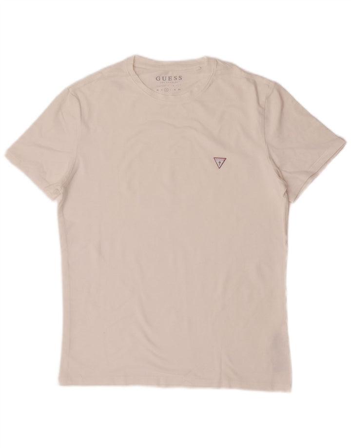 Męski T-shirt Guess Super Slim Fit, średni, biały, bawełniany